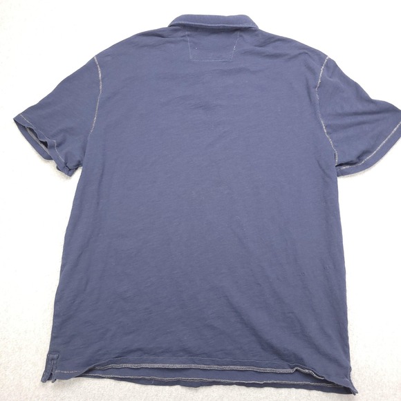 John Varvatos Polo Shirt Mens 2XL Blue Embroidered Peace Logo Cotton Jersey - Picture 6 of 12